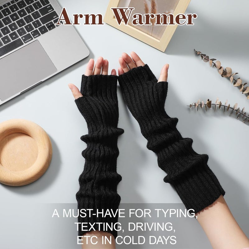Ymomode Store Arm Warmers - Women's Long Fingerless Cashmere Blended Knitted Y2K Arm Warmers - Image 5